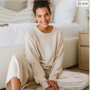 Jenni Kayne Marina Sweater XL Oatmeal Oversized Merino Wool Cashmere Blend